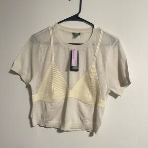 Wild Fable Medium Stylish Cream Women's Top